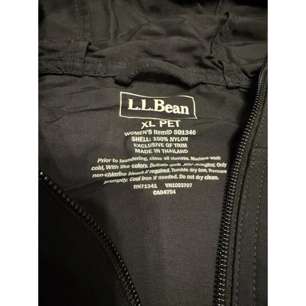 Vintage LL Bean Women’s Petite XL Black Anorak Jacket Hooded Pullover Nylon Zip
